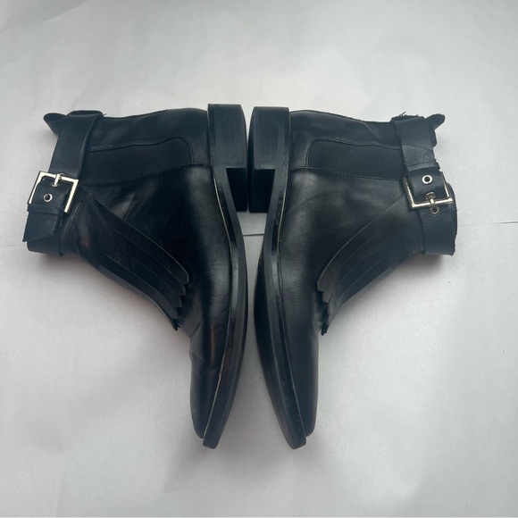 Zara Black Leather Ankle Boots With Fringes Size 40 (US 9) - Picture 5 of 11